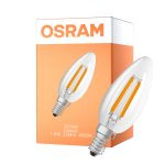 Osram LED Classic E14 Kerte Filament Klar 1.2W 255lm - 840 Kold Hvid | Erstatter 25W