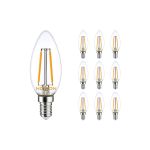 Fordelspakke 10x Noxion Lucent LED E14 Kerte filament klar 2.5W 250lm - 827 ekstra varm hvid | erstatter 25W