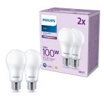 Fordelspakke 2x Philips Pære LED E27 Pære Matt 13W 1521lm - 840 Kold Hvid