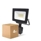Fordelspakke 4x Noxion LED Projektør Beamy G3 20W 2200lm 100D - 830 Varm Hvid | IP44 - Bevægelses- og Lyssensor - Symmetrisk