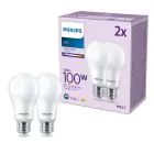 Fordelspakke 2x Philips Pære LED E27 Pære Matt 13W 1521lm - 840 Kold Hvid